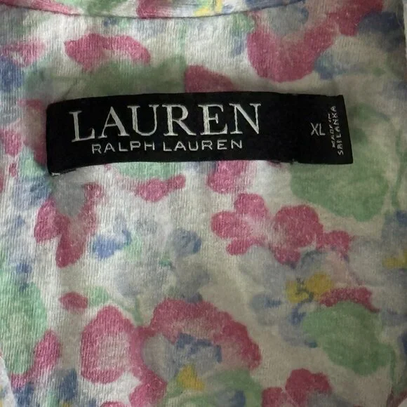Lauren Ralph Lauren Black Label Pajama Set Womens XL Floral Capri Sleepwear - Picture 2 of 9
